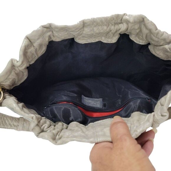 Vtg 80's Caprice Shoulder Bag Leather Boho Funky Patchwork Multicolor Large Gray - Picture 13 of 16